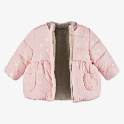 Mayoral Coats & Jackets*Baby Girls Pink & Beige Reversible Coat