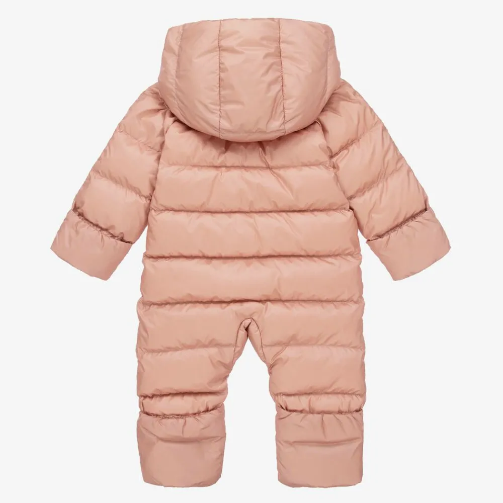 Burberry Snowwear|Snowwear*Baby Girls Pink & Vintage Check Snowsuit
