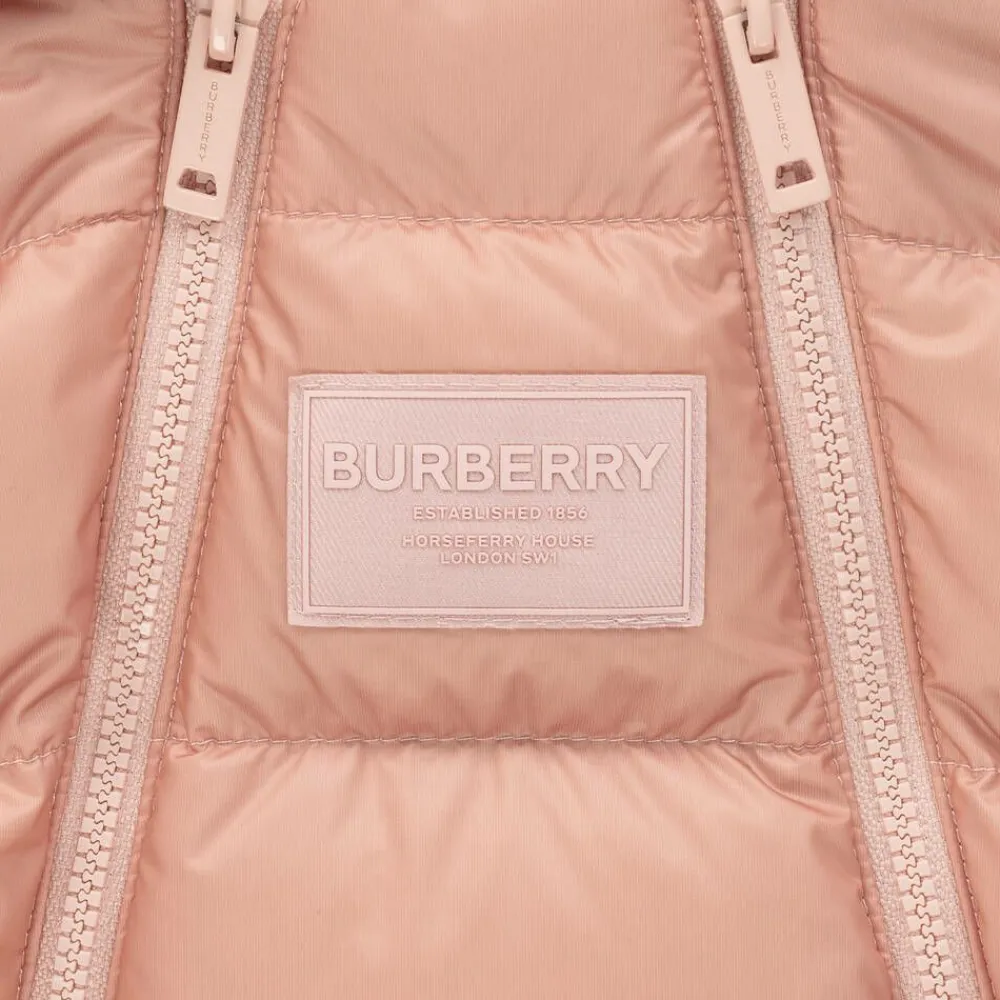 Burberry Snowwear|Snowwear*Baby Girls Pink & Vintage Check Snowsuit