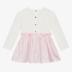 Versace Dresses*Baby Girls Pink & White Cotton Dress