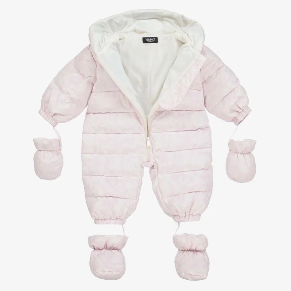 Versace Snowwear*Baby Girls Pink Barocco Down Snowsuit