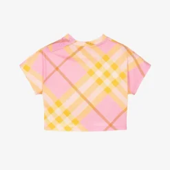 Burberry Tops|Tops*Baby Girls Pink Check Cotton T-Shirt