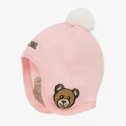 Moschino Baby Hats|Hats*Baby Girls Pink Cotton & Wool Knit Hat