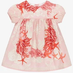 Versace Dresses*Baby Girls Pink Cotton Barocco Sea Dress