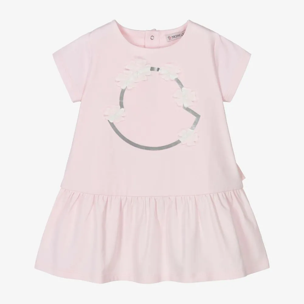 Moncler Enfant Dresses*Baby Girls Pink Cotton Dress