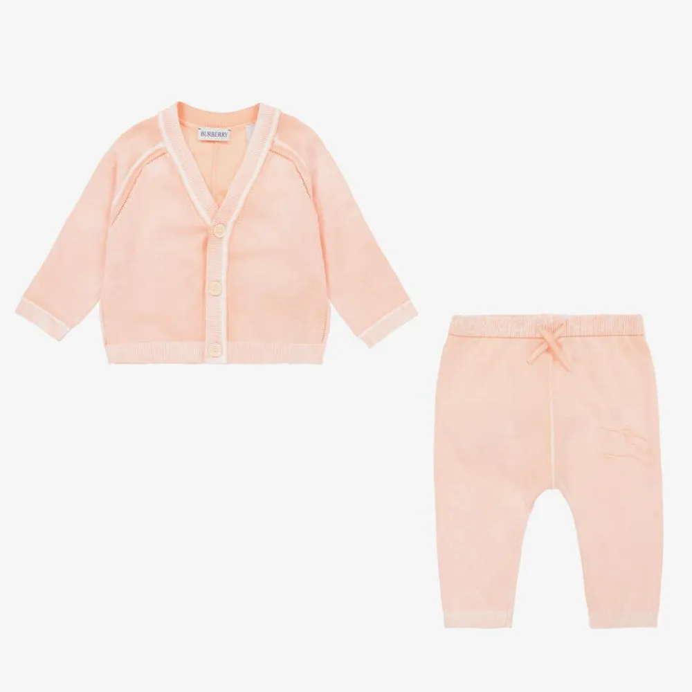 Burberry Gifts*Baby Girls Pink Cotton Trouser Set
