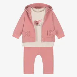 iDO Mini Tracksuits|Tracksuits*Baby Girls Pink Cotton Tracksuit Set