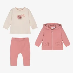 iDO Mini Tracksuits|Tracksuits*Baby Girls Pink Cotton Tracksuit Set