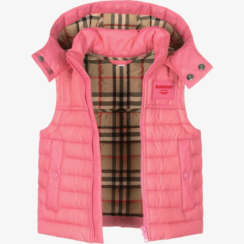 Burberry Coats & Jackets*Baby Girls Pink Down Gilet