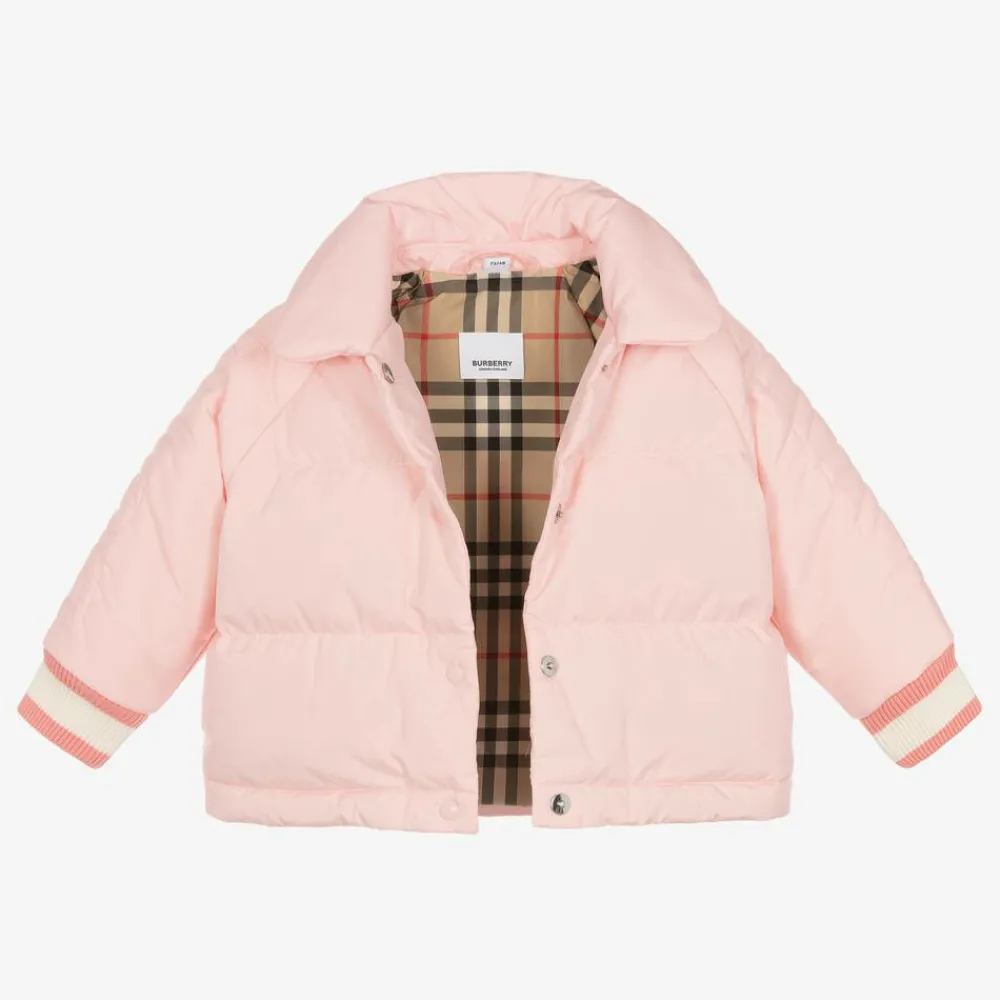 Burberry Coats & Jackets*Baby Girls Pink Down Padded Puffer Jacket