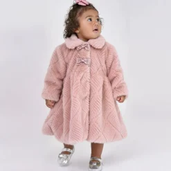 Angels Face Coats & Jackets*Baby Girls Pink Faux Fur Coat TeaRose