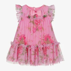 Angels Face Dresses*Baby Girls Pink Floral Tulle Dress Begonia