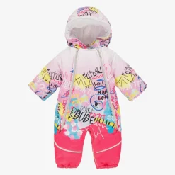 Pilguni Snowwear*Baby Girls Pink Graffiti Print 2-in-1 Snowsuit