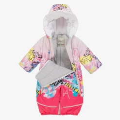 Pilguni Snowwear*Baby Girls Pink Graffiti Print 2-in-1 Snowsuit