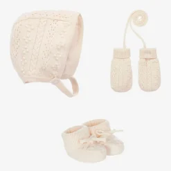 Chloé Hats*Baby Girls Pink Hat & Booties Gift Set