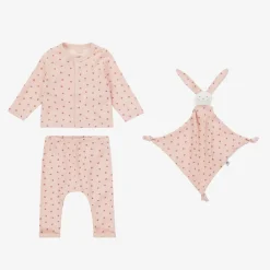 Petit Bateau Babysuits*Baby Girls Pink Heart Organic Cotton Trouser Set