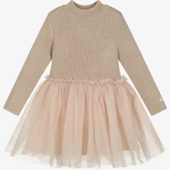 Donsje Dresses*Baby Girls Pink Knitted Tulle Dress