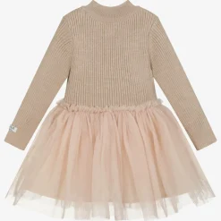 Donsje Dresses*Baby Girls Pink Knitted Tulle Dress