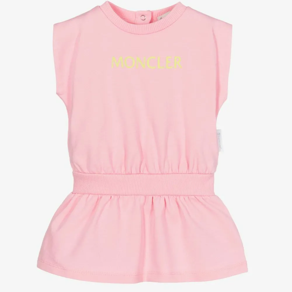 Moncler Enfant Dresses*Baby Girls Pink Logo Dress