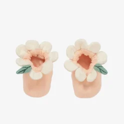 Meri Meri Booties|Booties*Baby Girls Pink Organic Cotton Flower Booties