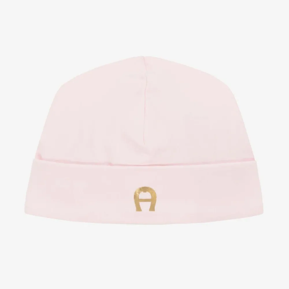 AIGNER Hats|Hats*Baby Girls Pink Pima Cotton Layette Hat
