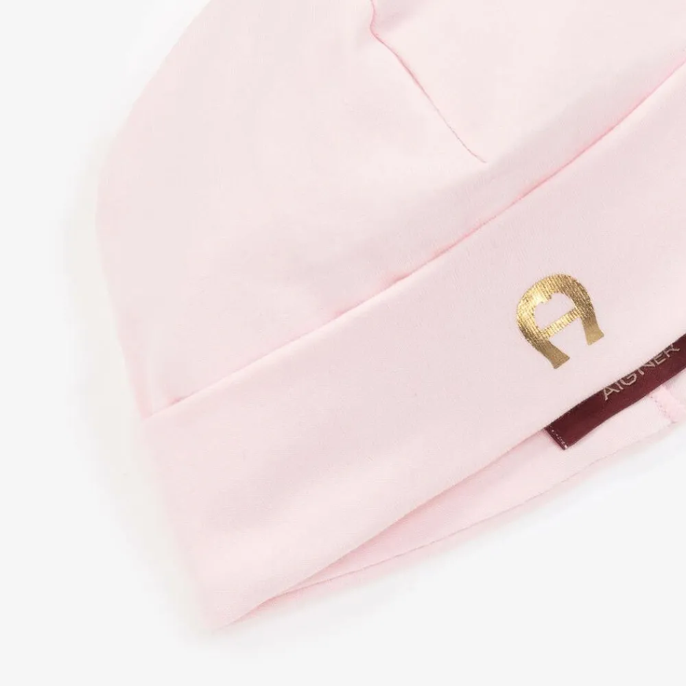 AIGNER Hats|Hats*Baby Girls Pink Pima Cotton Layette Hat