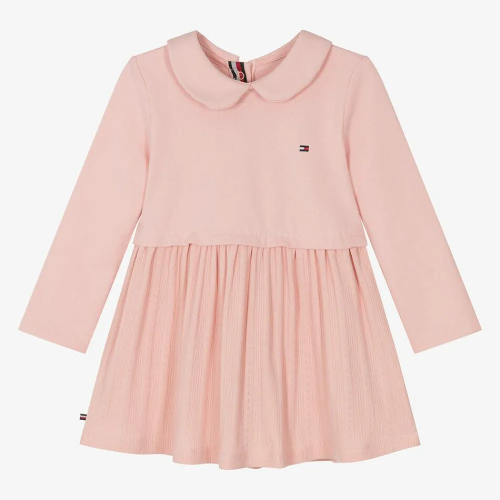 Tommy Hilfiger Dresses*Baby Girls Pink Piqué & Pointelle Dress