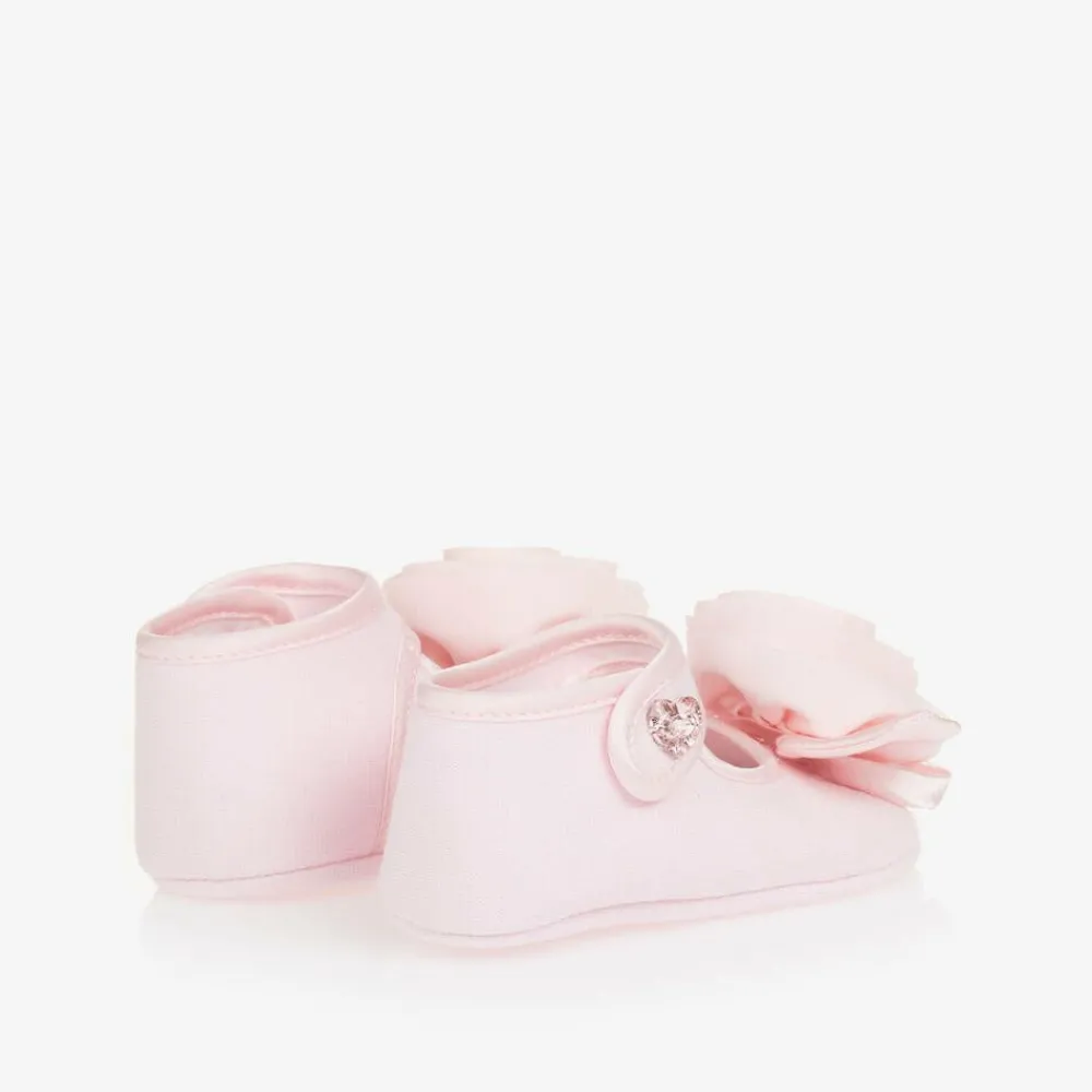 Monnalisa Pre Walkers|Pre Walkers*Baby Girls Pink Rose Pre-Walker Shoes