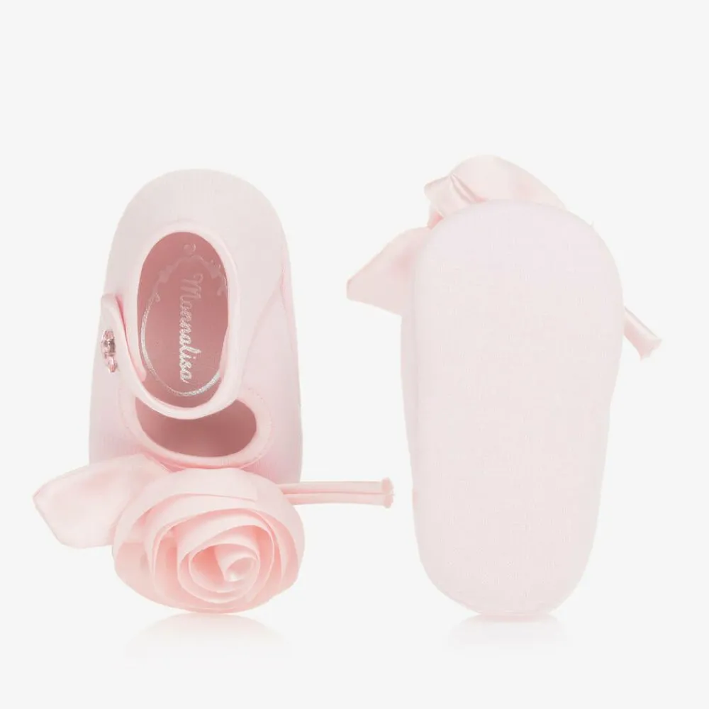 Monnalisa Pre Walkers|Pre Walkers*Baby Girls Pink Rose Pre-Walker Shoes