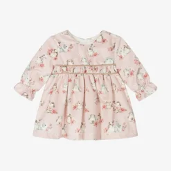 Mayoral Newborn Dresses*Baby Girls Pink Velvet Bunny Dress