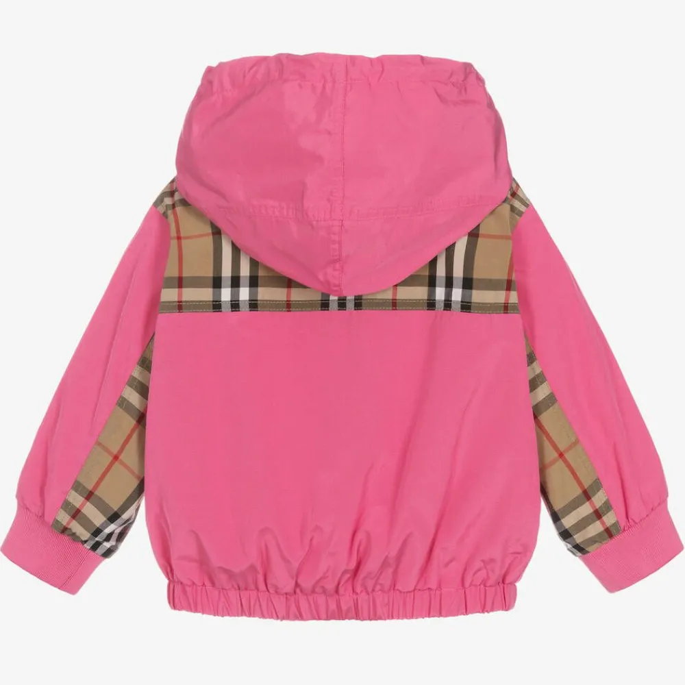 Burberry Coats & Jackets*Baby Girls Pink Vintage Check Hooded Jacket BubblegumPink
