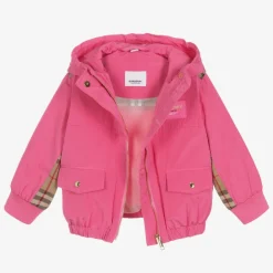 Burberry Coats & Jackets*Baby Girls Pink Vintage Check Hooded Jacket BubblegumPink
