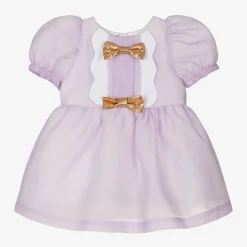 Hucklebones London Dresses*Baby Girls Purple Crêpe Bows Dress