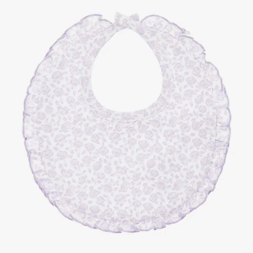 Kissy Kissy Feeding Accessories*Baby Girls Purple Pima Cotton Summer Gardens Bib