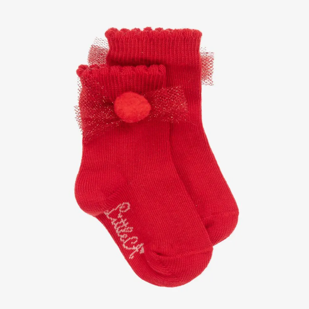 A Dee Socks*Baby Girls Red Cotton Knit Socks