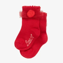 A Dee Socks*Baby Girls Red Cotton Knit Socks