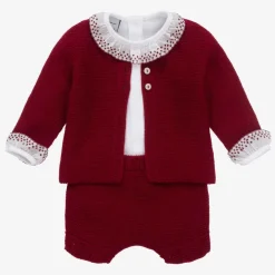 Babidu Outfit Sets*Baby Girls Red Knitted Shorts Set