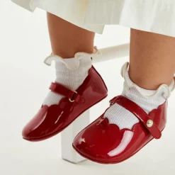 Beatrice amp; George Traditional Shoes*Baby Girls Red Leather Pre-Walker Shoes