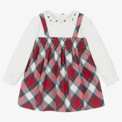 Mayoral Newborn Dresses*Baby Girls Red Tartan Cotton Dress