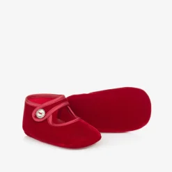 Monnalisa Pre Walkers|Pre Walkers*Baby Girls Red Velvet Pre-Walker Shoes