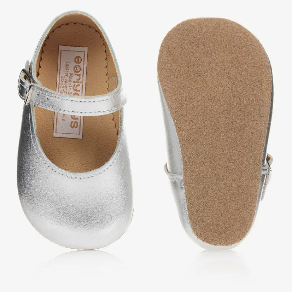 Early Days Pre Walkers|Pre Walkers*Baby Girls Silver Leather Pre-Walker Shoes
