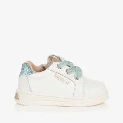 Mayoral Trainers*Baby Girls White & Blue Leather Trainers