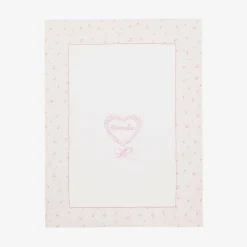 Monnalisa Gifts*Baby Girls White & Pink Cotton Blanket (87m)