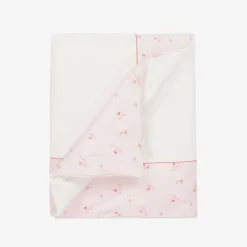 Monnalisa Gifts*Baby Girls White & Pink Cotton Blanket (87m)