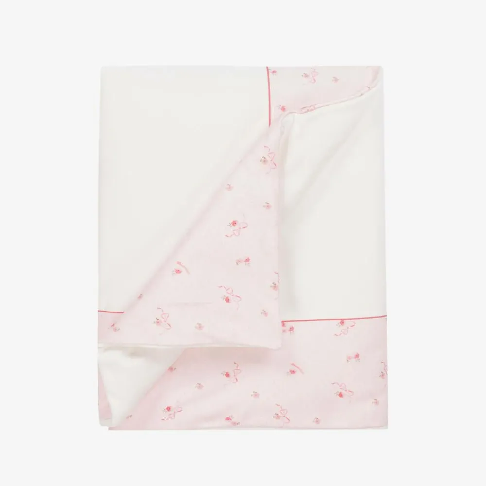Monnalisa Gifts*Baby Girls White & Pink Cotton Blanket (87m)