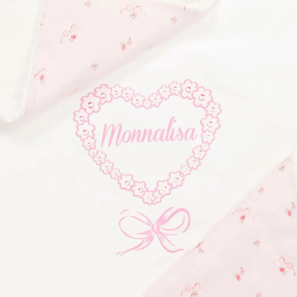 Monnalisa Gifts*Baby Girls White & Pink Cotton Blanket (87m)