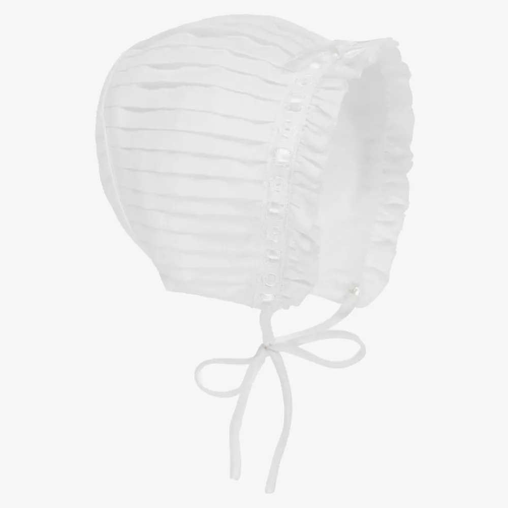 Sarah Louise Hats*Baby Girls White Bonnet