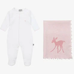 G.H.Hurt amp; Son Gifts|Babysuits*Baby Girls White Cotton & Pink Wool Gift Set