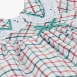 Babidu Dresses*Baby Girls White Cotton Checked Dress
