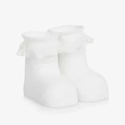 Carlomagno Socks*Baby Girls White Cotton Frilly Socks